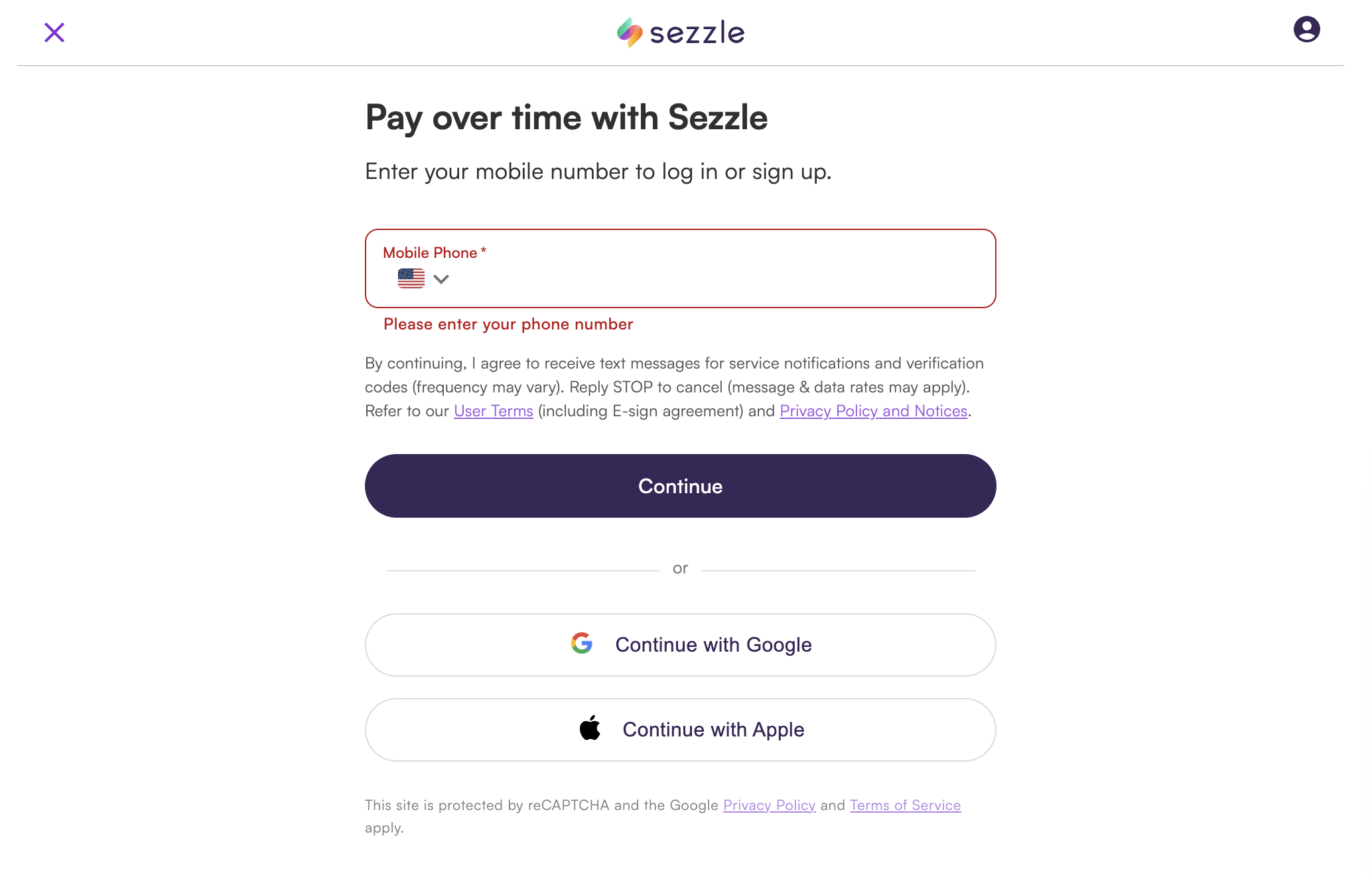 sezzle mobile no add